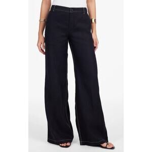 Madewell NWT Zoe Relaxed Wide Leg Linen Pants Jet Black Size 00